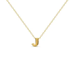 Diamond Letter Necklace "J" - 18 karat gold vermeil on sterling silver, diamond 0.01 carat