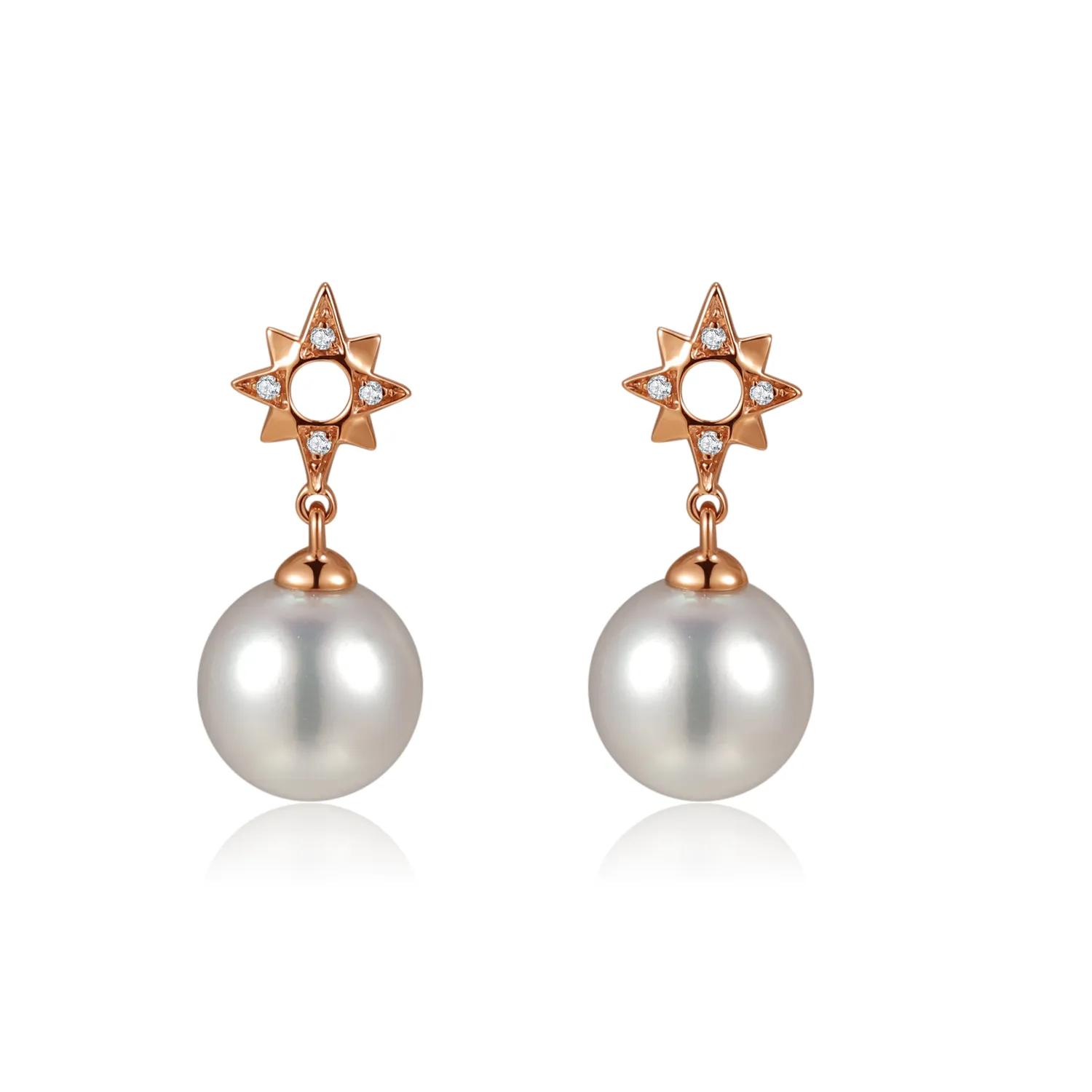 Diamond "Sun" Pearl Earrings