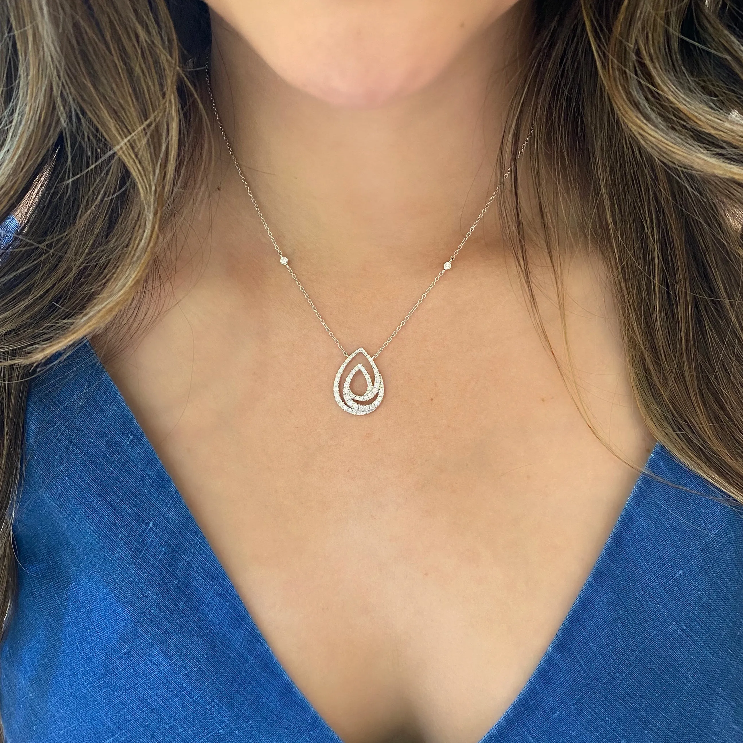 Diamond Teardrop Swirl Necklace