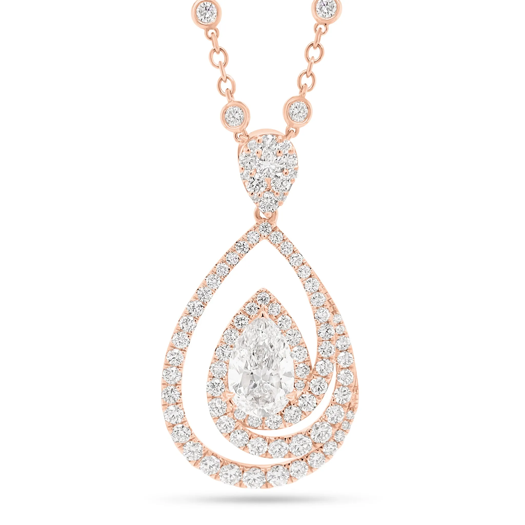 Diamond Teardrop Swirl Necklace