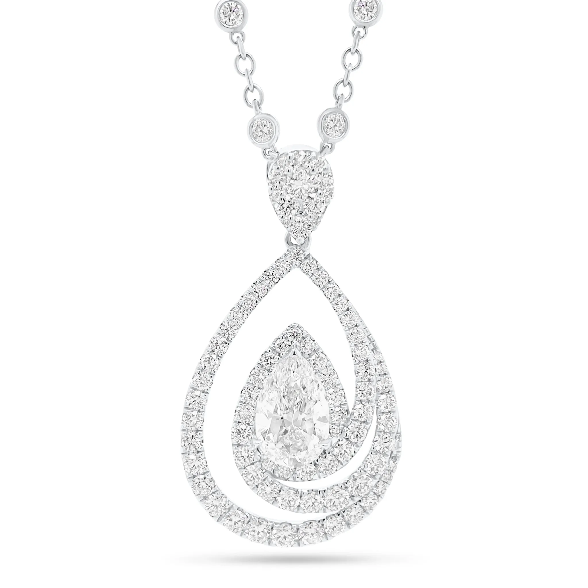 Diamond Teardrop Swirl Necklace