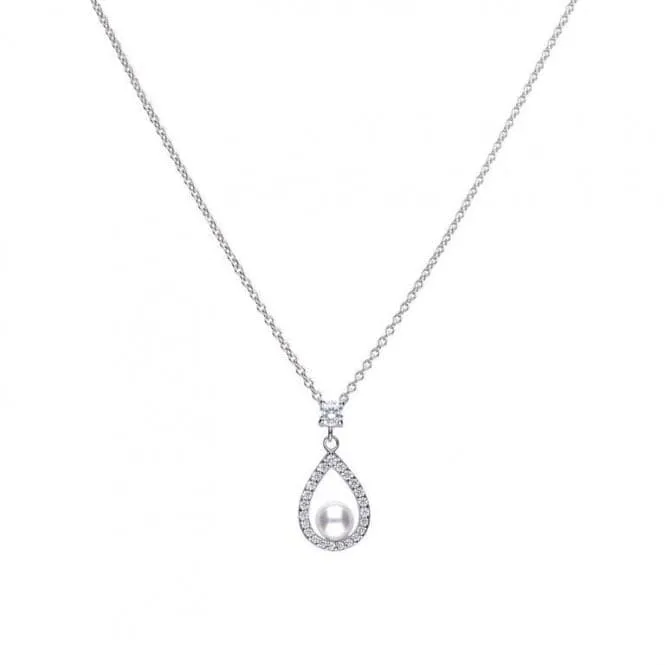 Diamonfire Silver White Zirconia Pearl Teardrop Pendant P4620