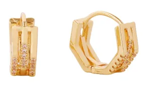 DJE310719 14K Duo Octagon Huggie Earrings