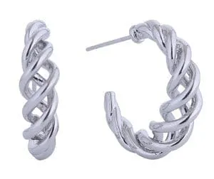 DJE311193 14K Dipped Twisted Rope Hoop Earrings