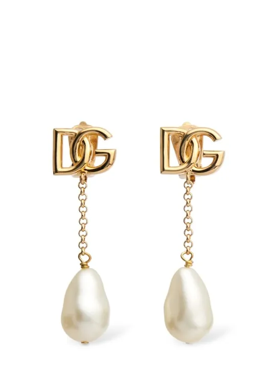 Dolce&amp;Gabbana   DG imitation pearl clip-on earrings 