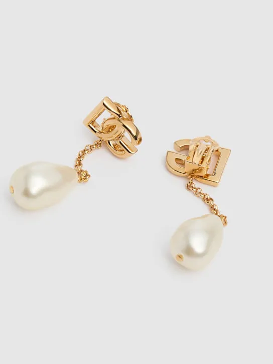 Dolce&amp;Gabbana   DG imitation pearl clip-on earrings 