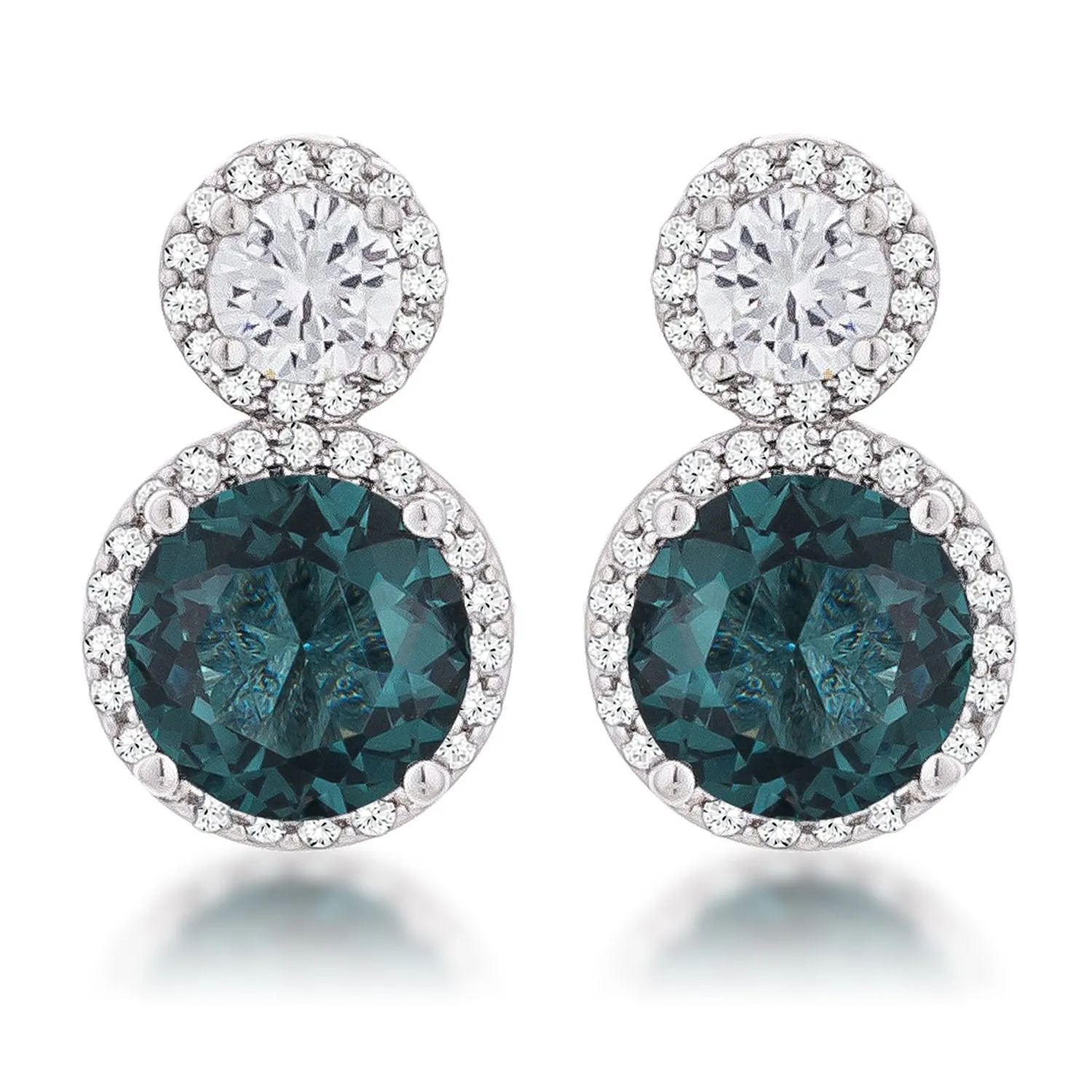 Doria Blue Green Halo Drop Earrings