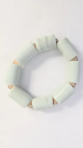 Dupsie's Orinayo African Ivory Beige Colored Elastic Bead Bracelet DPABBI5