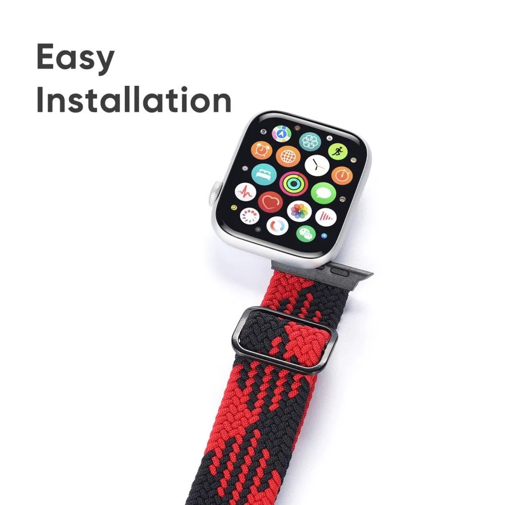 DUX DUCIS Apple Watch (45mm) elastic nylon watch strap - Red / Black