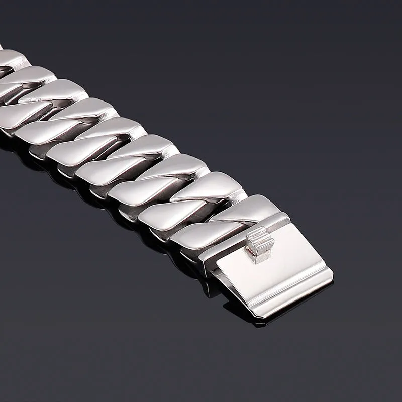 Elegant Titanium Steel Men's Bracelet with Classic D-Shape Chain