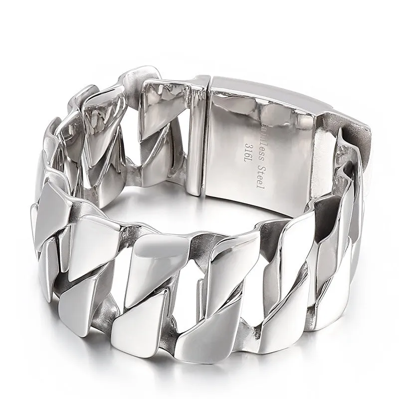 Elegant Titanium Steel Men's Bracelet with Classic D-Shape Chain