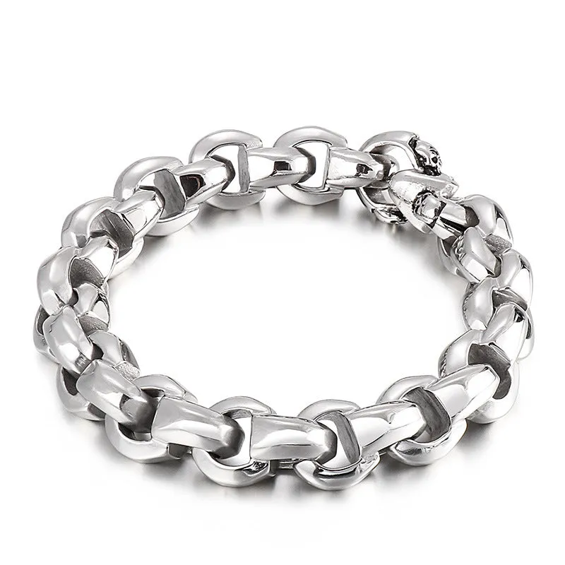 Elegant Titanium Steel Men's Bracelet with Classic D-Shape Chain