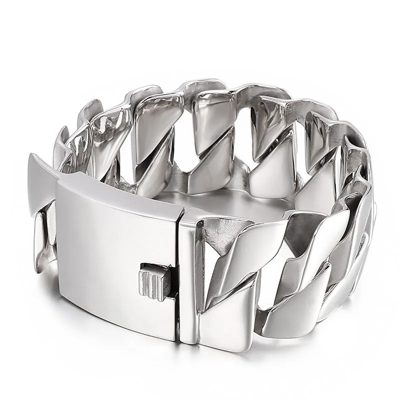 Elegant Titanium Steel Men's Bracelet with Classic D-Shape Chain