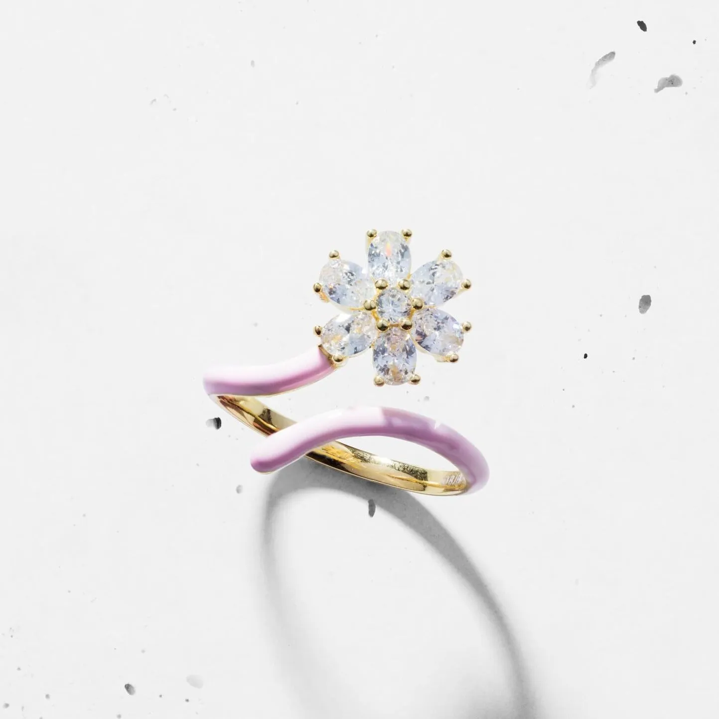 Enamel Flower Open Ring