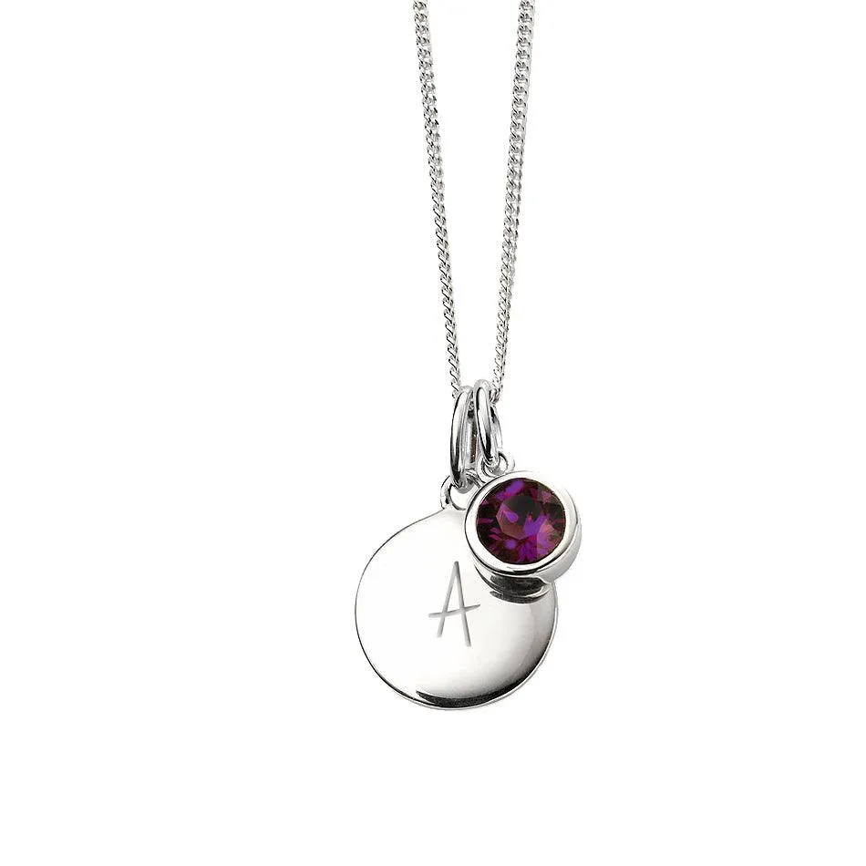 Engraved February Birthstone Necklace