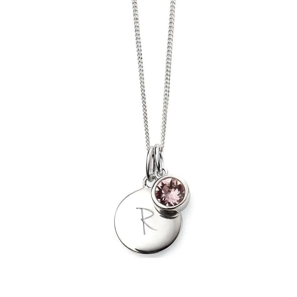 Engraved June Birthstone Necklace