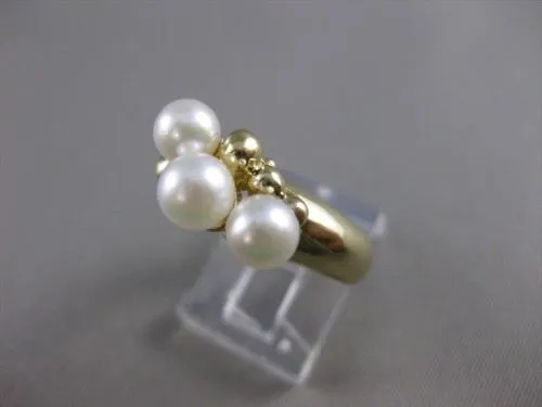 ESTATE 5MM AKOYA SEA PEARL 14KT YELLOW GOLD CLUSTER JOURNEY COCKTAIL RING #21392