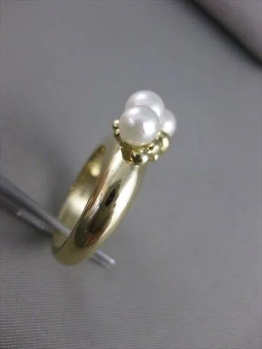 ESTATE 5MM AKOYA SEA PEARL 14KT YELLOW GOLD CLUSTER JOURNEY COCKTAIL RING #21392