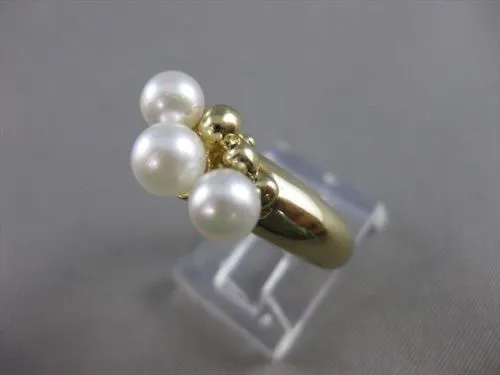 ESTATE 5MM AKOYA SEA PEARL 14KT YELLOW GOLD CLUSTER JOURNEY COCKTAIL RING #21392