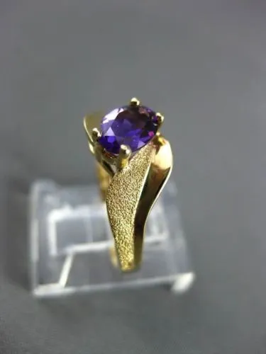 ESTATE WIDE 1.0CT AAA AMETHYST 14KT YELLOW GOLD SOLITAIRE COCKTAIL RING #22646