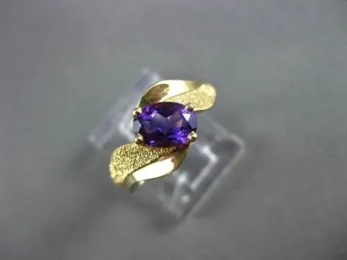 ESTATE WIDE 1.0CT AAA AMETHYST 14KT YELLOW GOLD SOLITAIRE COCKTAIL RING #22646