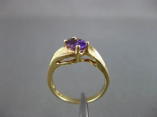 ESTATE WIDE 1.0CT AAA AMETHYST 14KT YELLOW GOLD SOLITAIRE COCKTAIL RING #22646