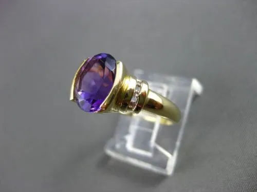 ESTATE WIDE 1.0CT AAA AMETHYST 14KT YELLOW GOLD SOLITAIRE COCKTAIL RING #22646