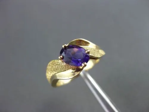 ESTATE WIDE 1.0CT AAA AMETHYST 14KT YELLOW GOLD SOLITAIRE COCKTAIL RING #22646