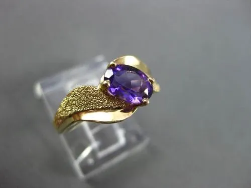 ESTATE WIDE 1.0CT AAA AMETHYST 14KT YELLOW GOLD SOLITAIRE COCKTAIL RING #22646