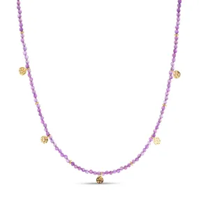 Eva Amethyst Reversible Necklace with gold discs