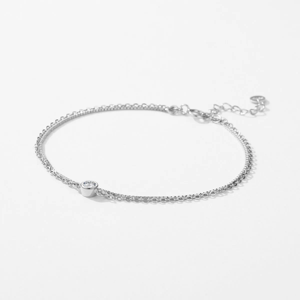 Everyday Genie Sterling Silver Zircon Layered Bracelet for Women