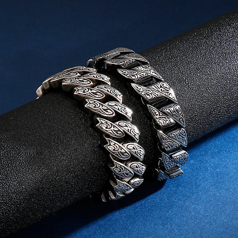 Exaggerated Retro Pattern Stainless Steel Bracelet for Men - Creative Titanium Steel Casting Jewelry Wholesale