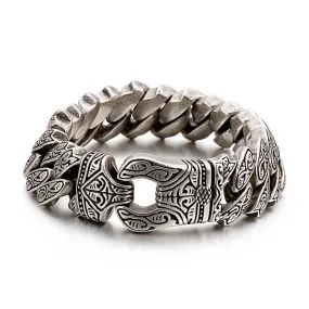 Exaggerated Retro Pattern Stainless Steel Bracelet for Men - Creative Titanium Steel Casting Jewelry Wholesale