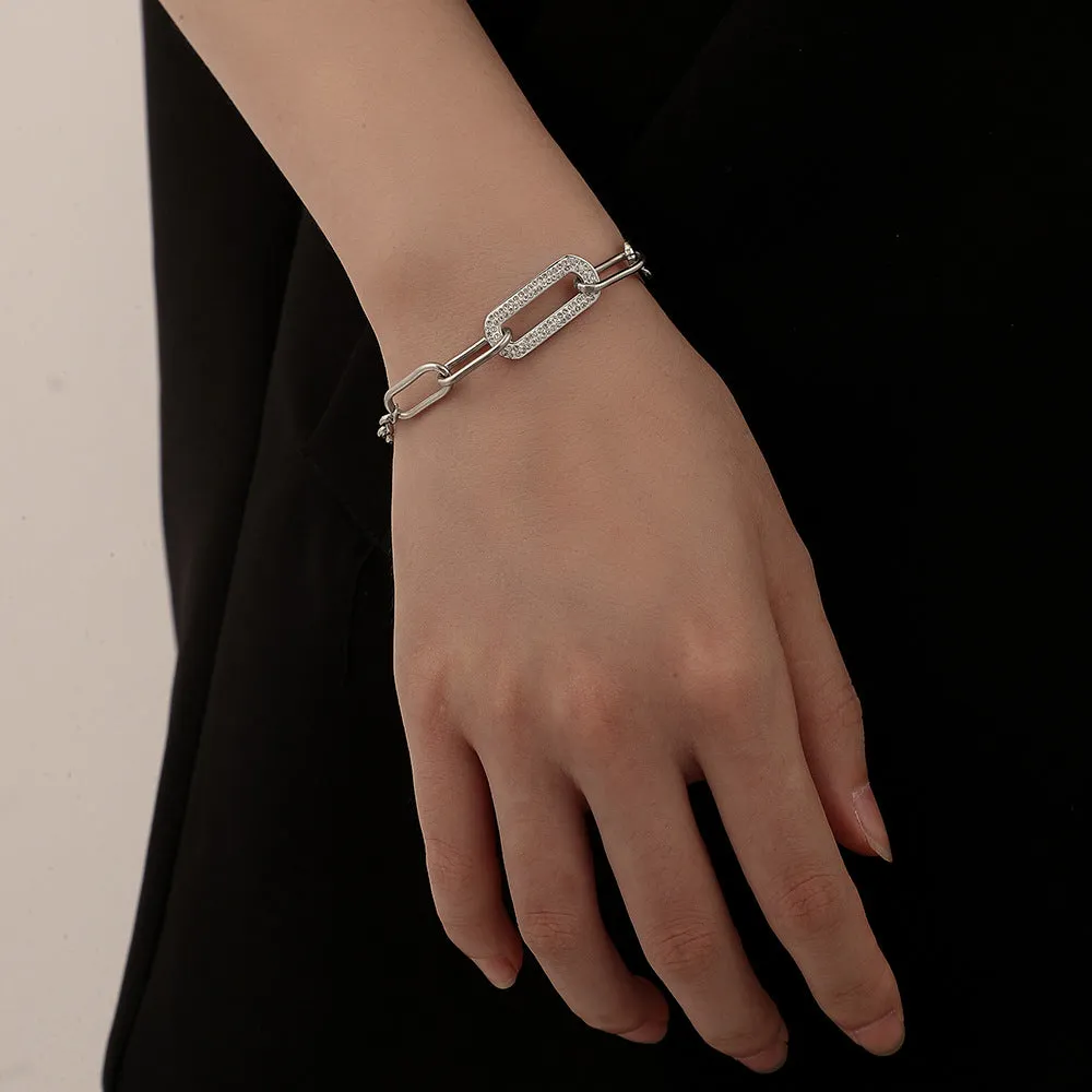 Fashion Cross-border Personality Geometric O-shaped Full Diamond Stainless Steel Bracelet