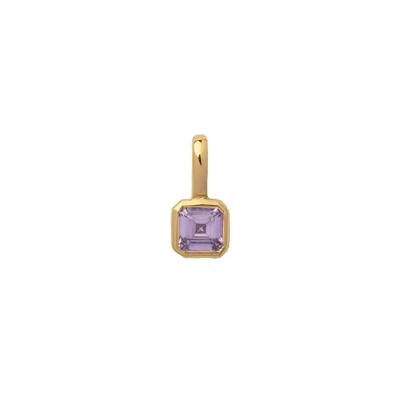 February Amethyst Square Charm