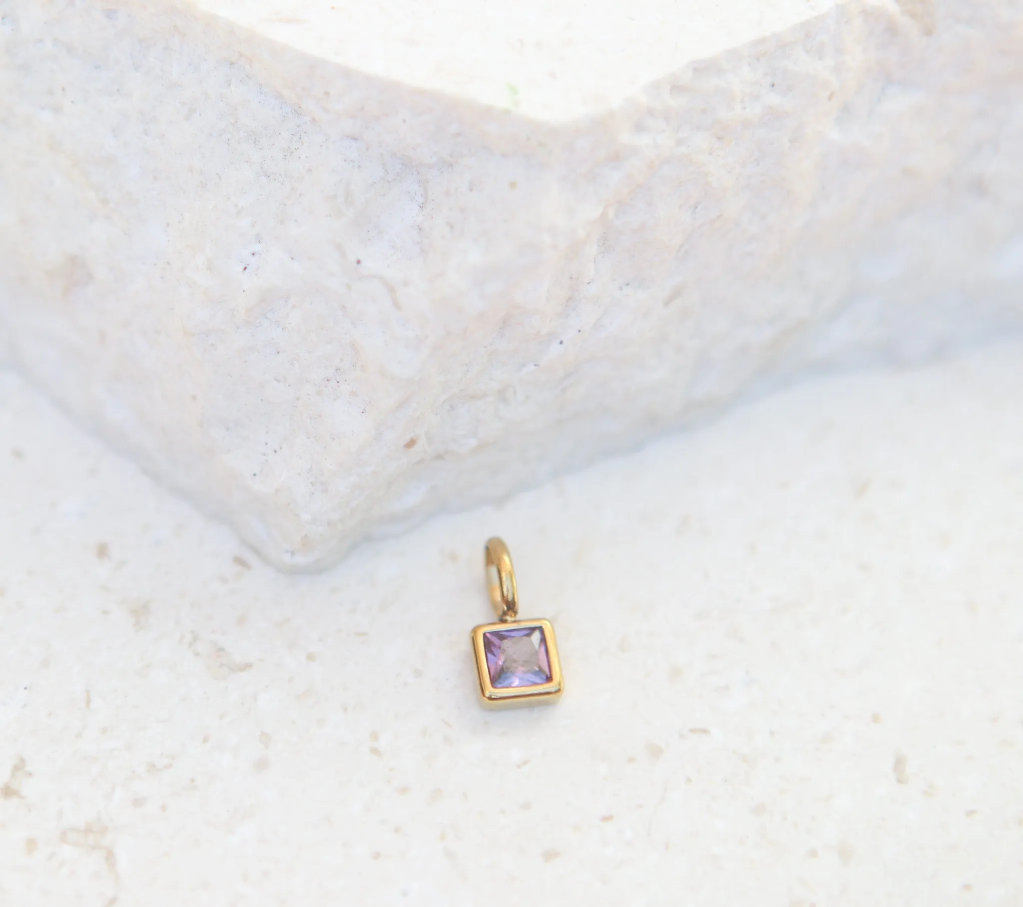 February Amethyst Square Charm