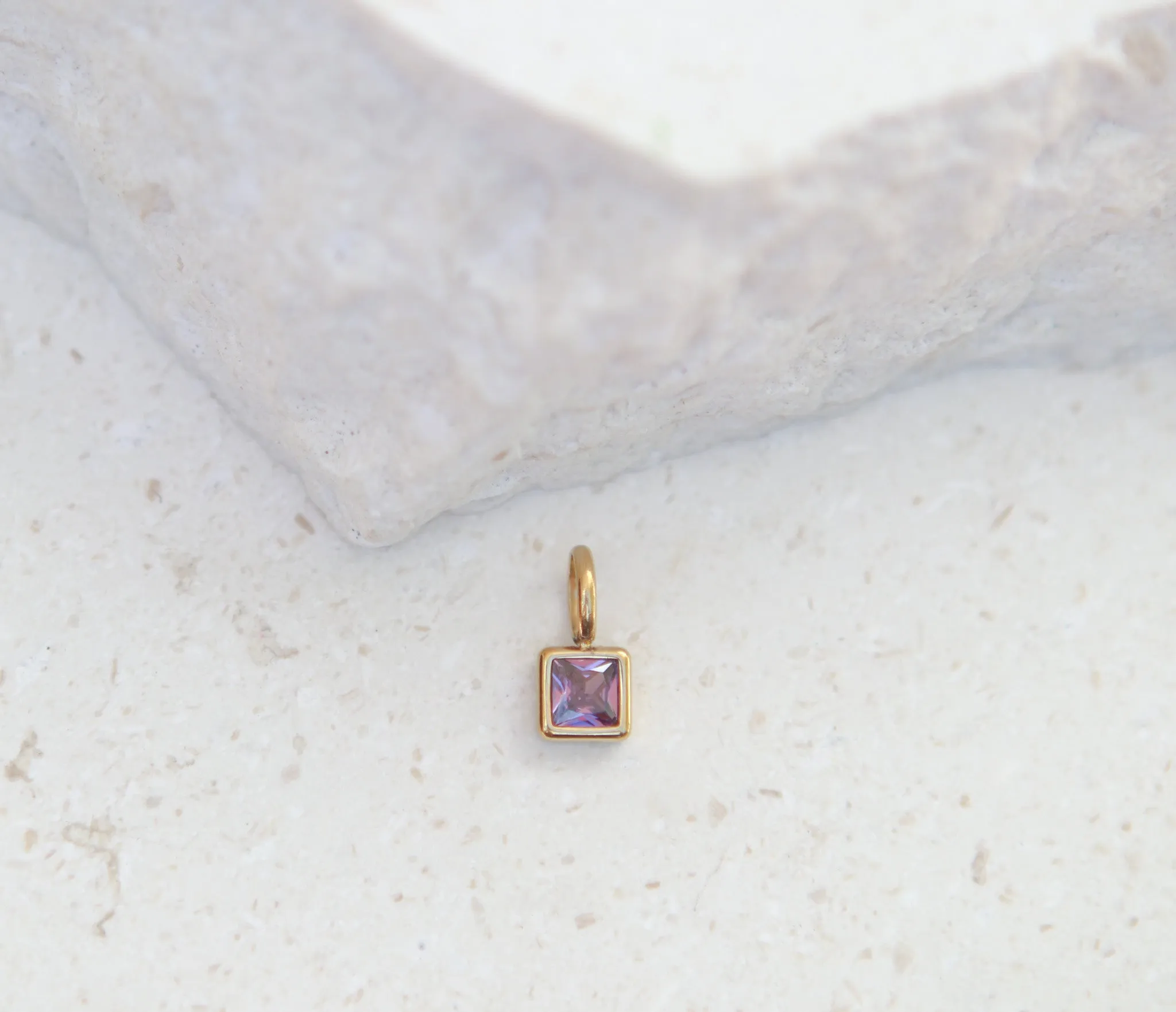 February Amethyst Square Charm