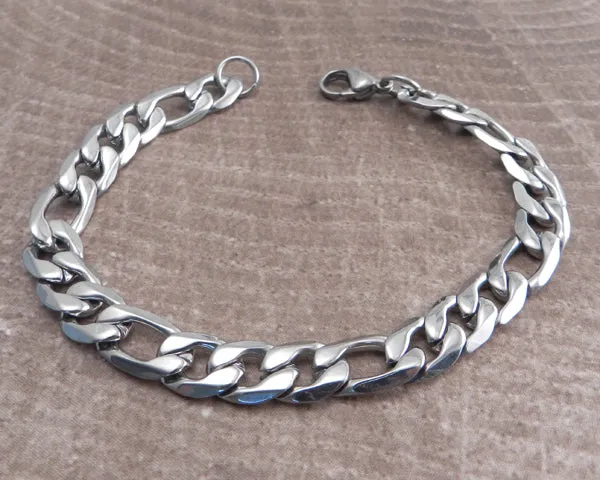 Figaro Stainless Steel Chain Bracelet 8.5"