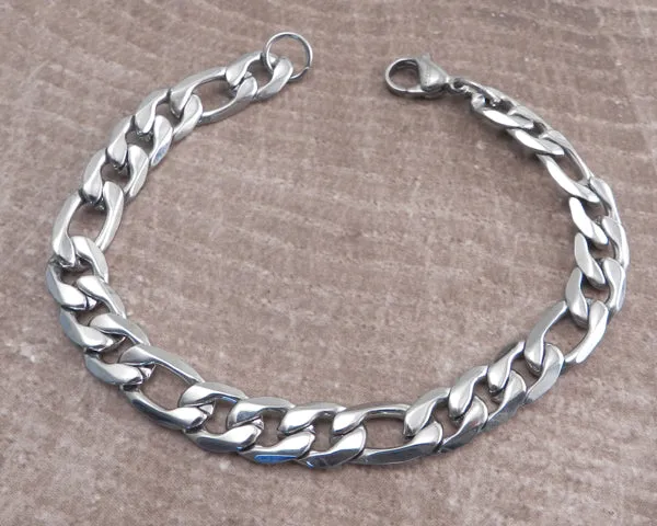 Figaro Stainless Steel Chain Bracelet Gold