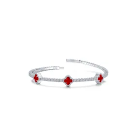 Flexible Station Tennis Bracelet - Red Agate/Silver