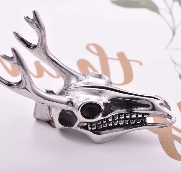 Floral Deer Skull, Animal Skull Pendant