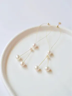 Flowing Bead Series Multi-Bead Gold Wire Earrings