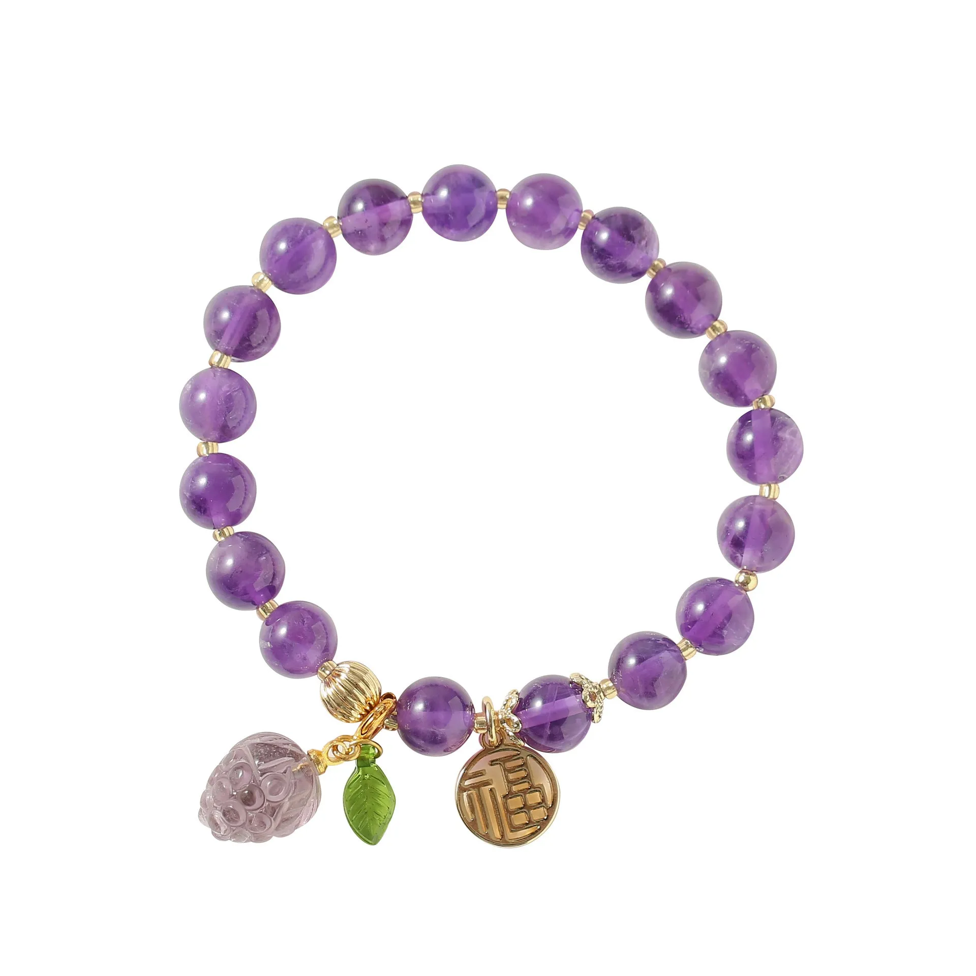 Fortune's Favor Sterling Silver Amethyst Bracelet for Girls - Retro Style Beaded Chain