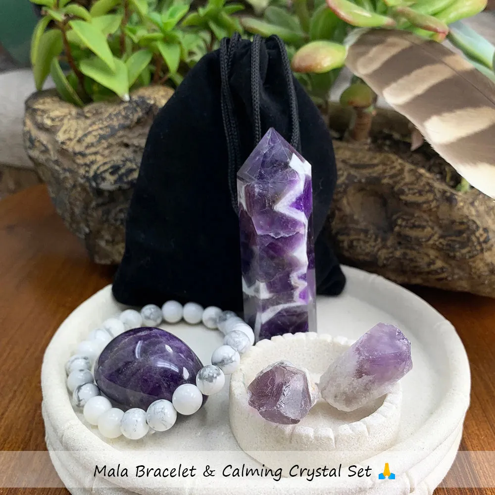 FREE GIVEAWAY! Amethyst Tranquility Crystal Set   Mala Bracelet (Just Pay Cost of Shipping)