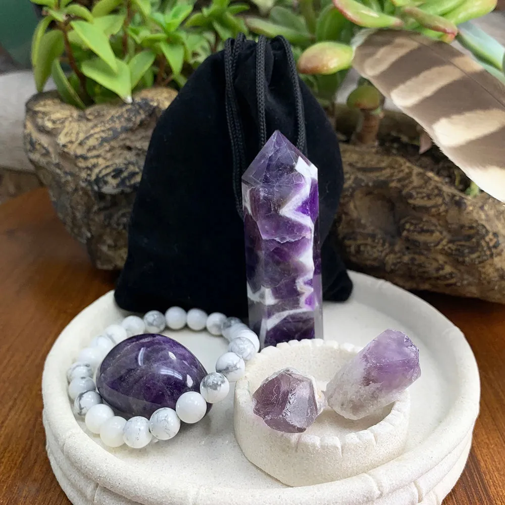 FREE GIVEAWAY! Amethyst Tranquility Crystal Set   Mala Bracelet (Just Pay Cost of Shipping)