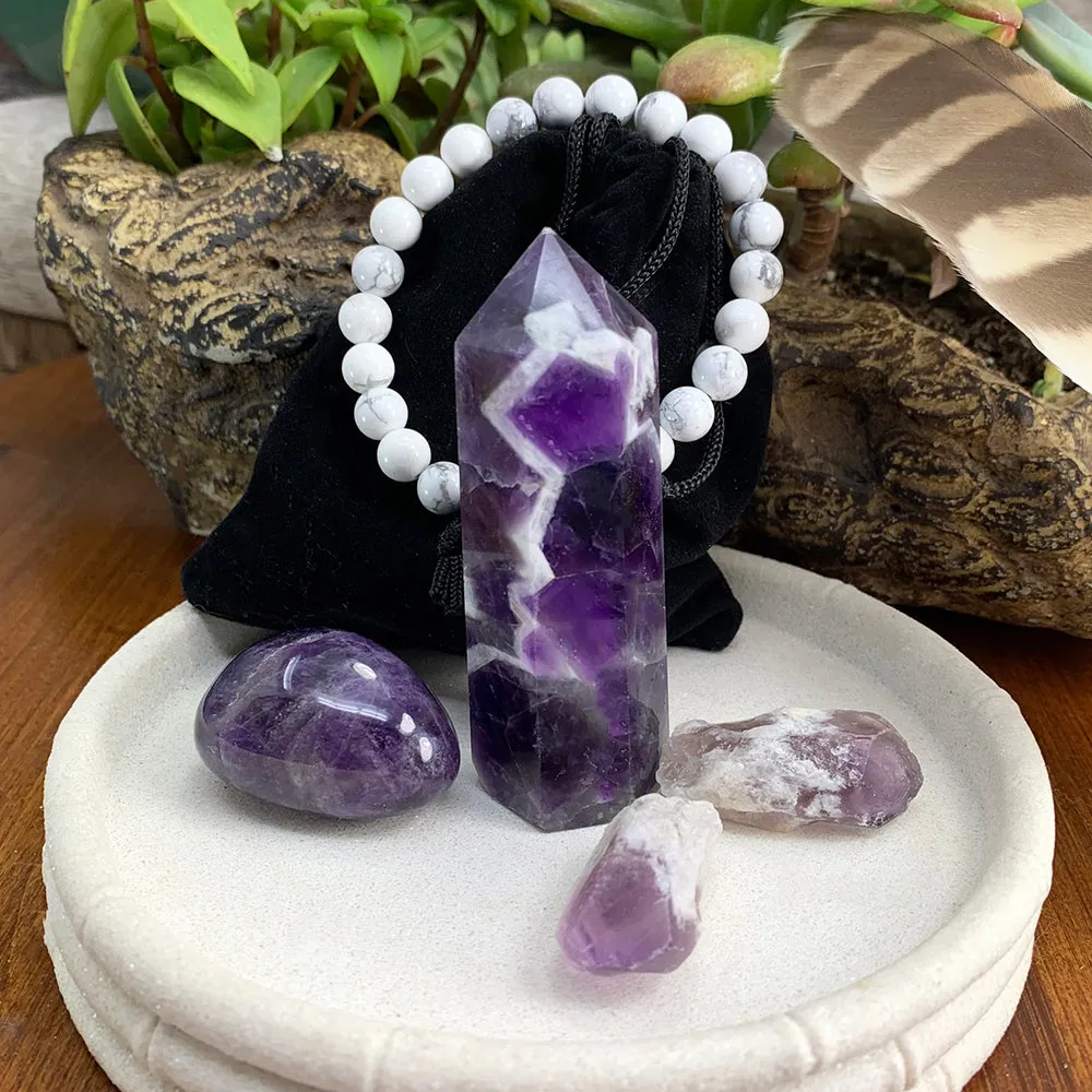 FREE GIVEAWAY! Amethyst Tranquility Crystal Set   Mala Bracelet (Just Pay Cost of Shipping)