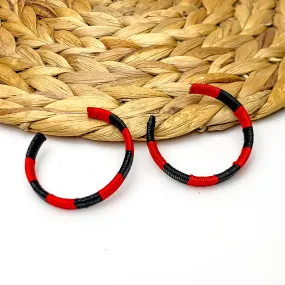 Game Day Glam Colored Hoop Earrings in Black and Red