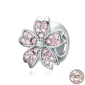 GB424: Pink Cherry Blossom Flower Charm Pendant Jewelry (Without Chain)