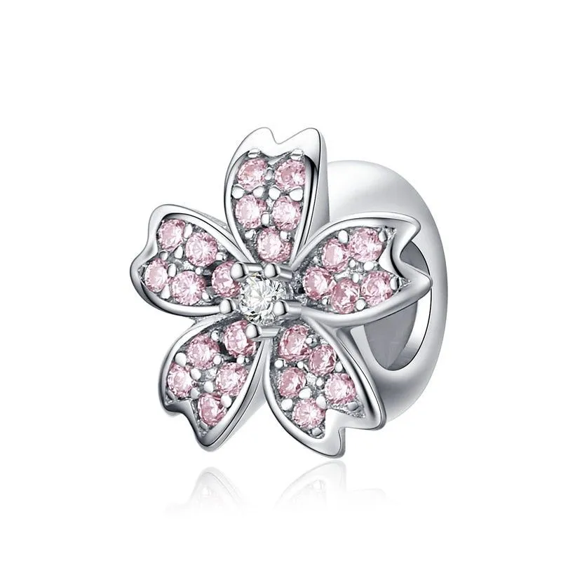 GB424: Pink Cherry Blossom Flower Charm Pendant Jewelry (Without Chain)