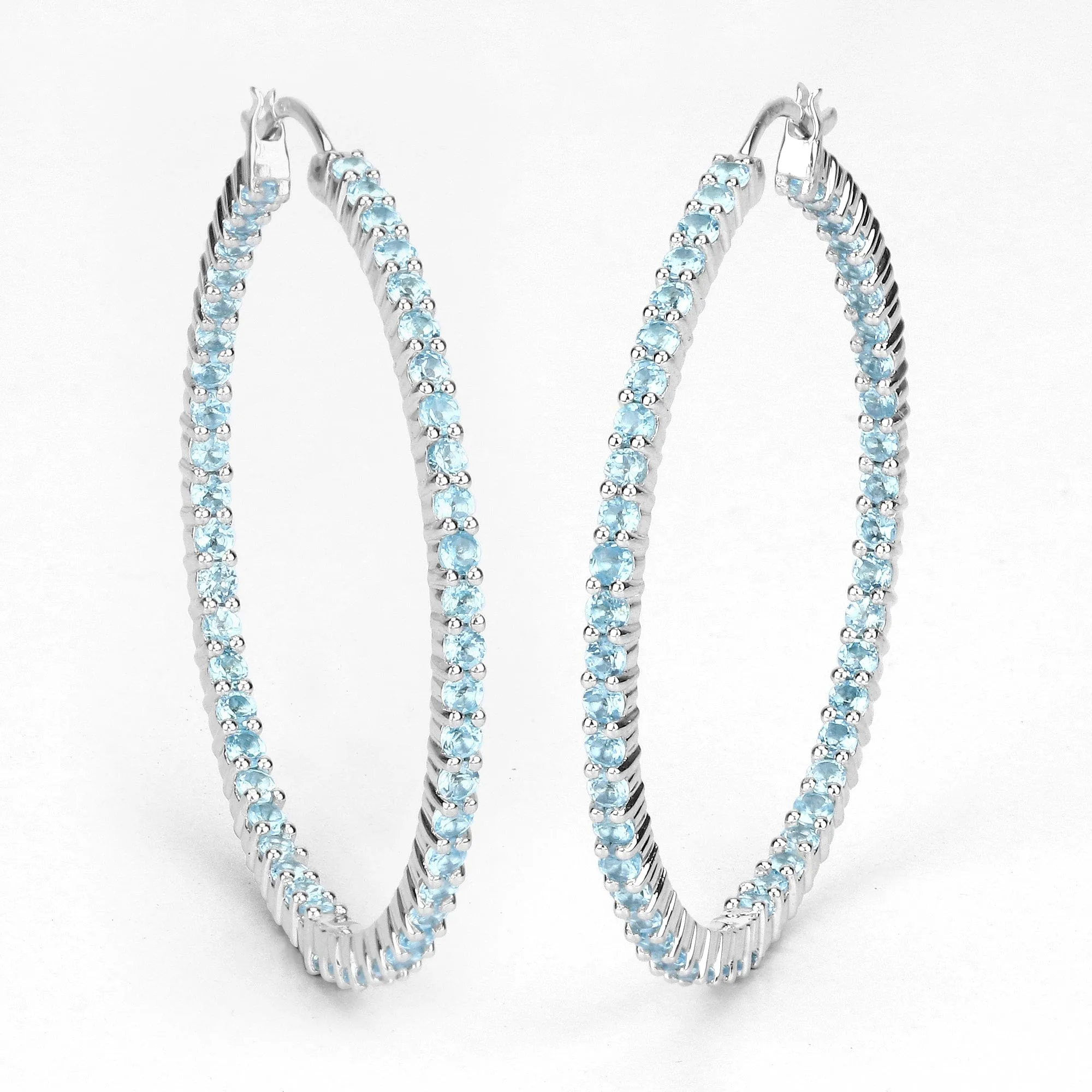 Gemstone Hoop Earrings: Peridot,Amethyst or Blue Topaz in 925 Sterling Silver